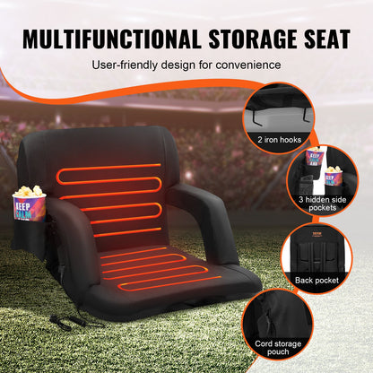 VEVOR Double Heated Stadium Seat with Back Support, 3 Level Heating Wide Bleacher