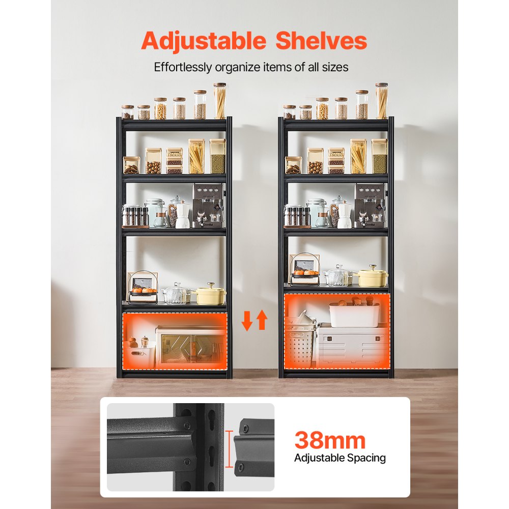 VEVOR Storage Shelves 16" D x 32" W x 72" H 5-tier Garage Storage Shelving，406 x 813 x 1829 mm