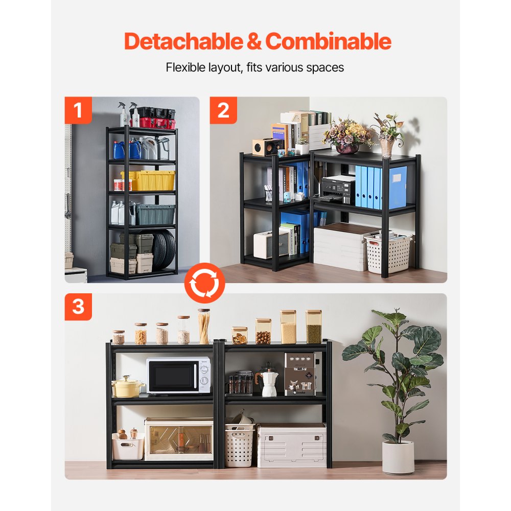 VEVOR Storage Shelves 16" D x 32" W x 72" H 5-tier Garage Storage Shelving，406 x 813 x 1829 mm