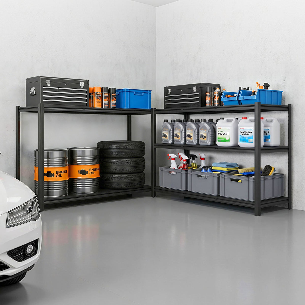 Storage Shelves, 5-Tier Adjustable, 1360.8kg Capacity, Heavy Duty Garage Storage Shelving Unit, Metal Utility Rack Shelf, for Garage Workshop Warehouse Basement, 1230 mm W x 465 mm D x 1962 mm H