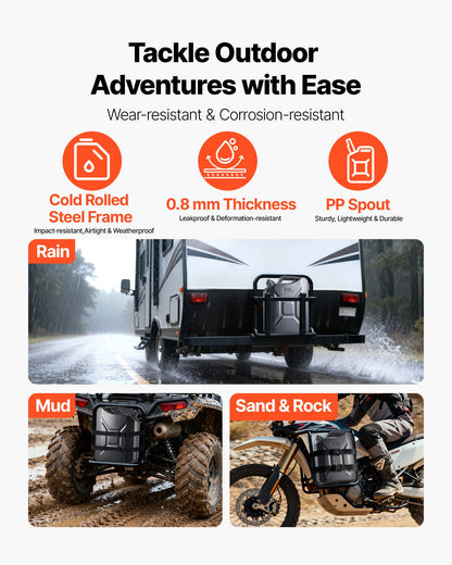 Metal Fuel Container, 20 L, Fuel Jerry Can with Spout and Comfort Handle, 6 L/min Max Flow Rate, Leakproof & Corrosion-resistant Metal Gas Tank Most Cars Motorcycle ATV UTV, Black
