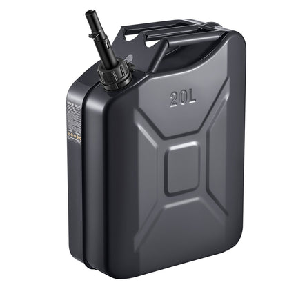 Metal Fuel Container, 20 L, Fuel Jerry Can with Spout and Comfort Handle, 6 L/min Max Flow Rate, Leakproof & Corrosion-resistant Metal Gas Tank Most Cars Motorcycle ATV UTV, Black