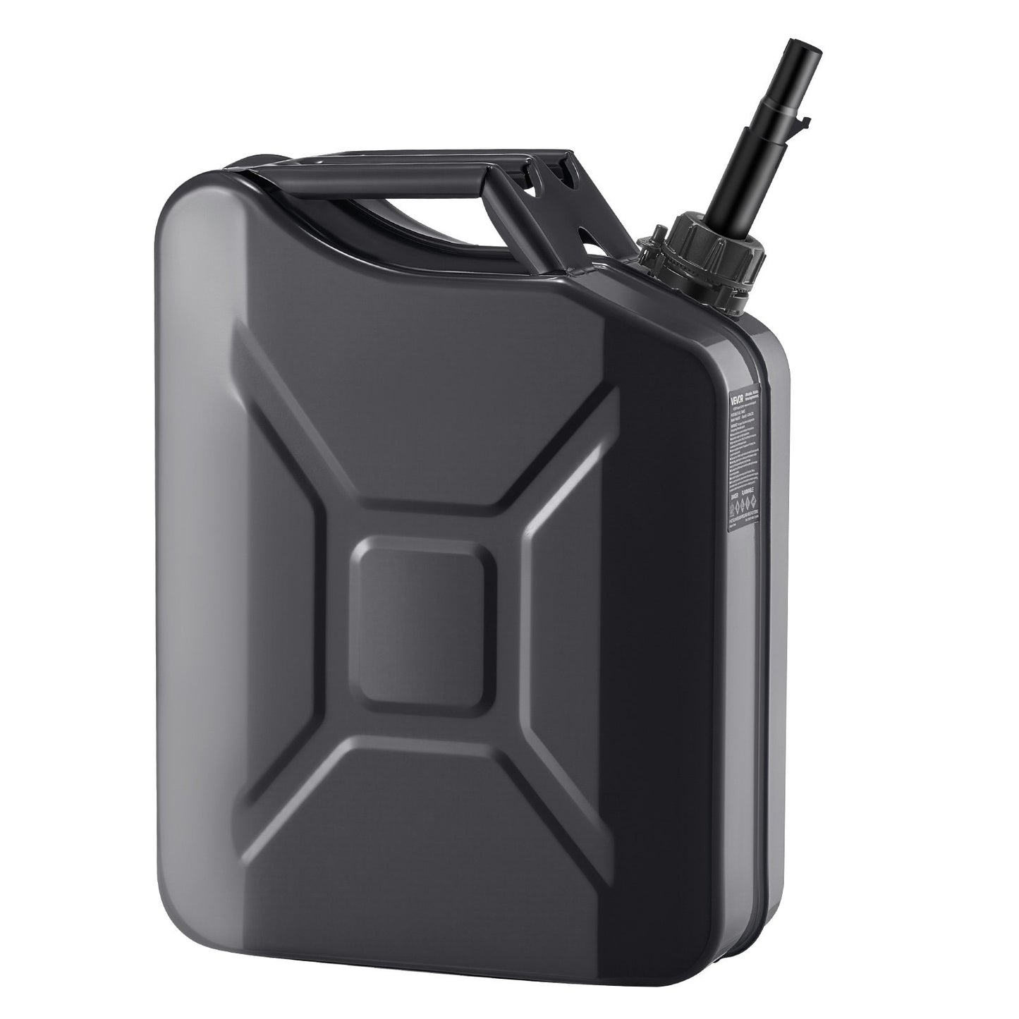 Metal Fuel Container, 20 L, Fuel Jerry Can with Spout and Comfort Handle, 6 L/min Max Flow Rate, Leakproof & Corrosion-resistant Metal Gas Tank Most Cars Motorcycle ATV UTV, Black