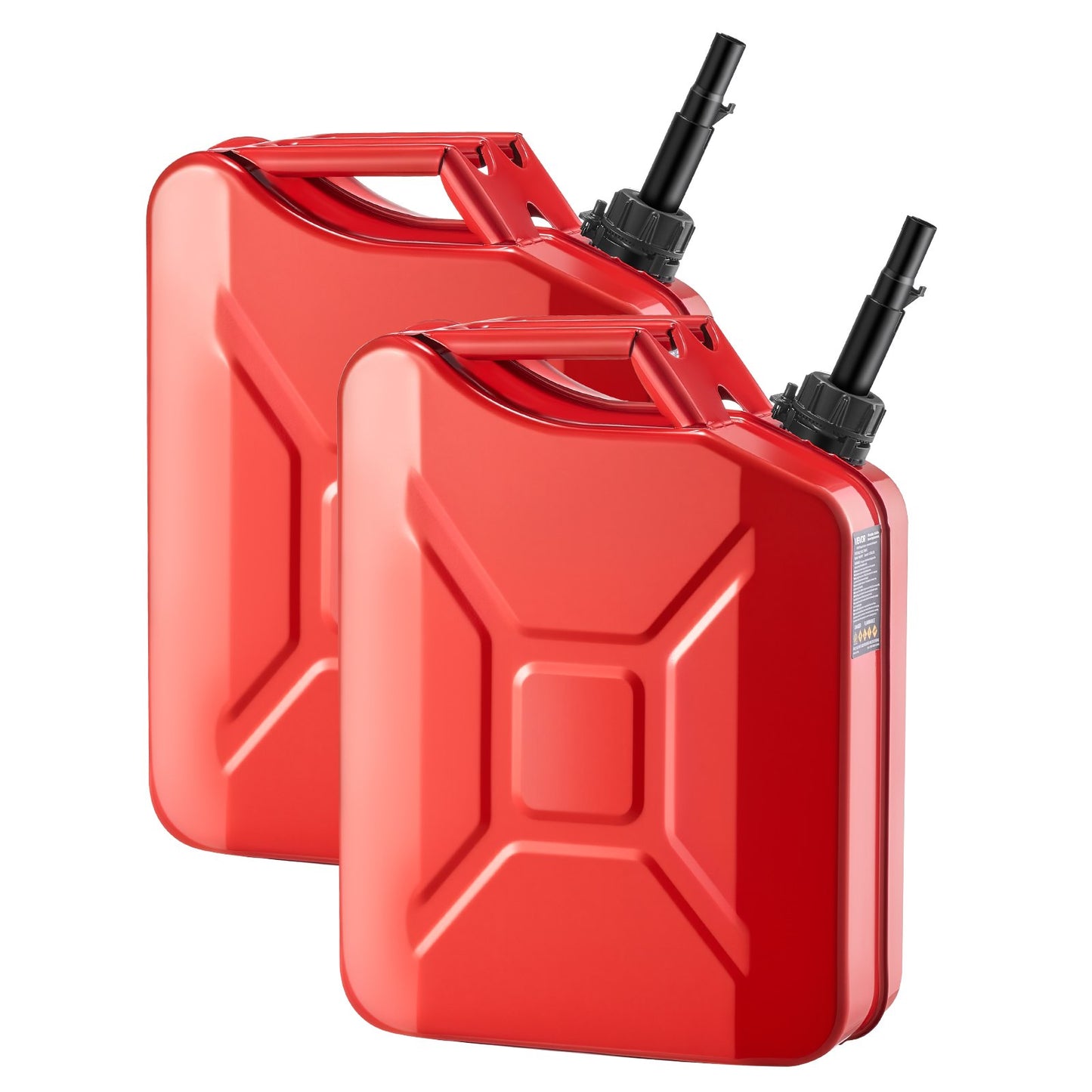 Metal Fuel Container, 20 L, Fuel Jerry Can with Spout and Comfort Handle, 6 L/min Max Flow Rate, Leakproof & Corrosion-resistant Metal Gas Tank Most Cars Motorcycle ATV UTV, Red, 2 Packs