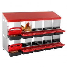 10-Compartment Metal Chicken Nest Box with Inclined Design, Easy to Clean