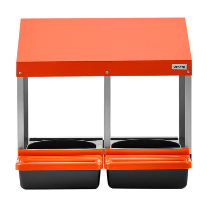 Chicken Nesting Boxes, 2 Compartments, Easy Egg Collection, Wall Mount, Easy to Assemble, Galvanized Steel and High-Strength Plastic, Roll Away Nesting Boxes for Chickens Laying Eggs, Orange