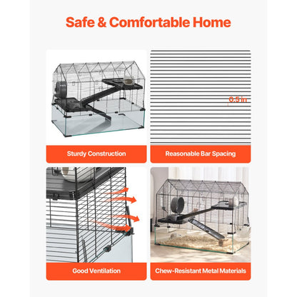 VEVOR Wire Hamster Cage Habitat 29.5in Rodent Gerbil Small Animal House