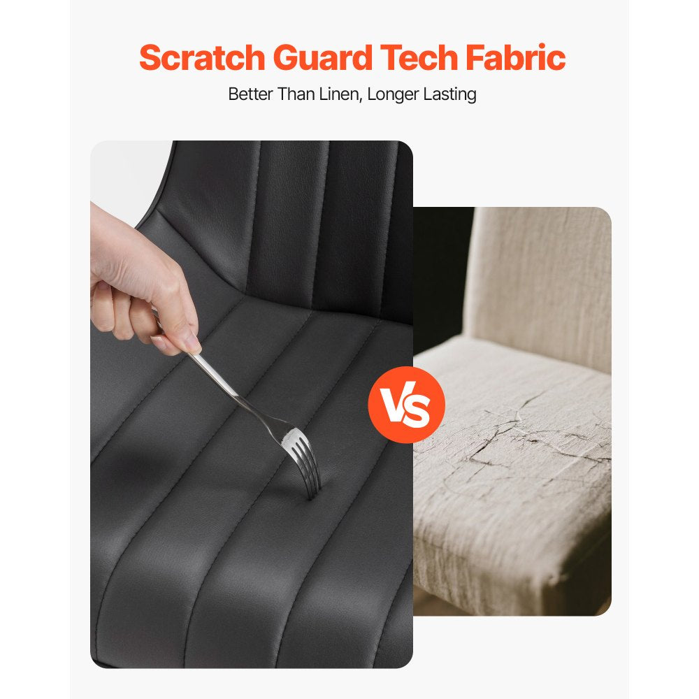 Set of 4 Dining Chairs Modern Fabric Kitchen Side Chair Metal Legs Black