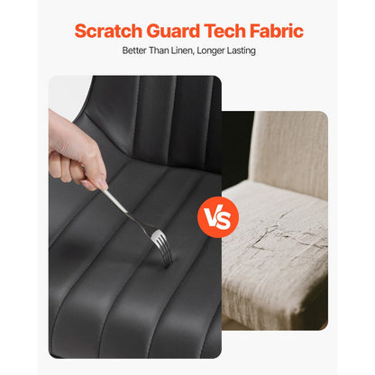 Set of 4 Dining Chairs Modern Fabric Kitchen Side Chair Metal Legs Black