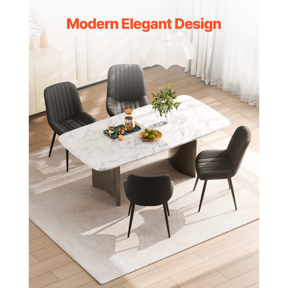 Set of 4 Dining Chairs Modern Fabric Kitchen Side Chair Metal Legs Black