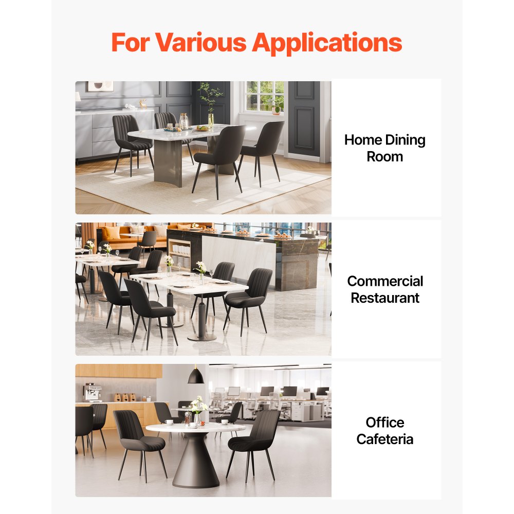 Set of 4 Dining Chairs Modern Fabric Kitchen Side Chair Metal Legs Black