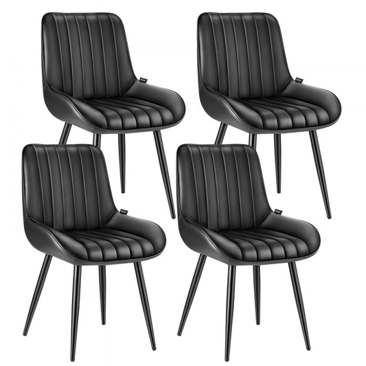 Set of 4 Dining Chairs Modern Fabric Kitchen Side Chair Metal Legs Black