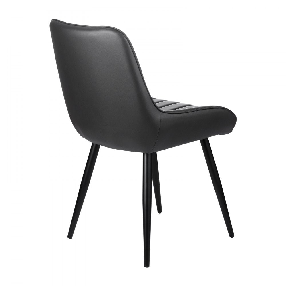 Set of 4 Dining Chairs Modern Fabric Kitchen Side Chair Metal Legs Black