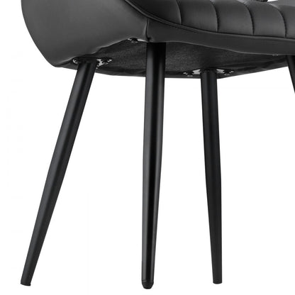 Set of 4 Dining Chairs Modern Fabric Kitchen Side Chair Metal Legs Black