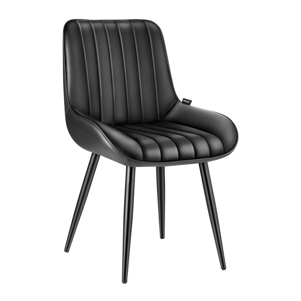 Set of 4 Dining Chairs Modern Fabric Kitchen Side Chair Metal Legs Black