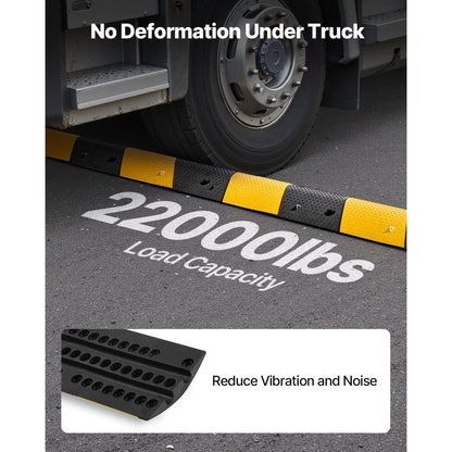 1000MM Rubber Speed Bump, 2 Pack, 2 Channel Heavy Duty Traffic Speed Hump, 9,979 kg/Axle Load Capacity, Cable Protector Ramp with Expansion Screws, for Asphalt Concrete Gravel Driveway and Road