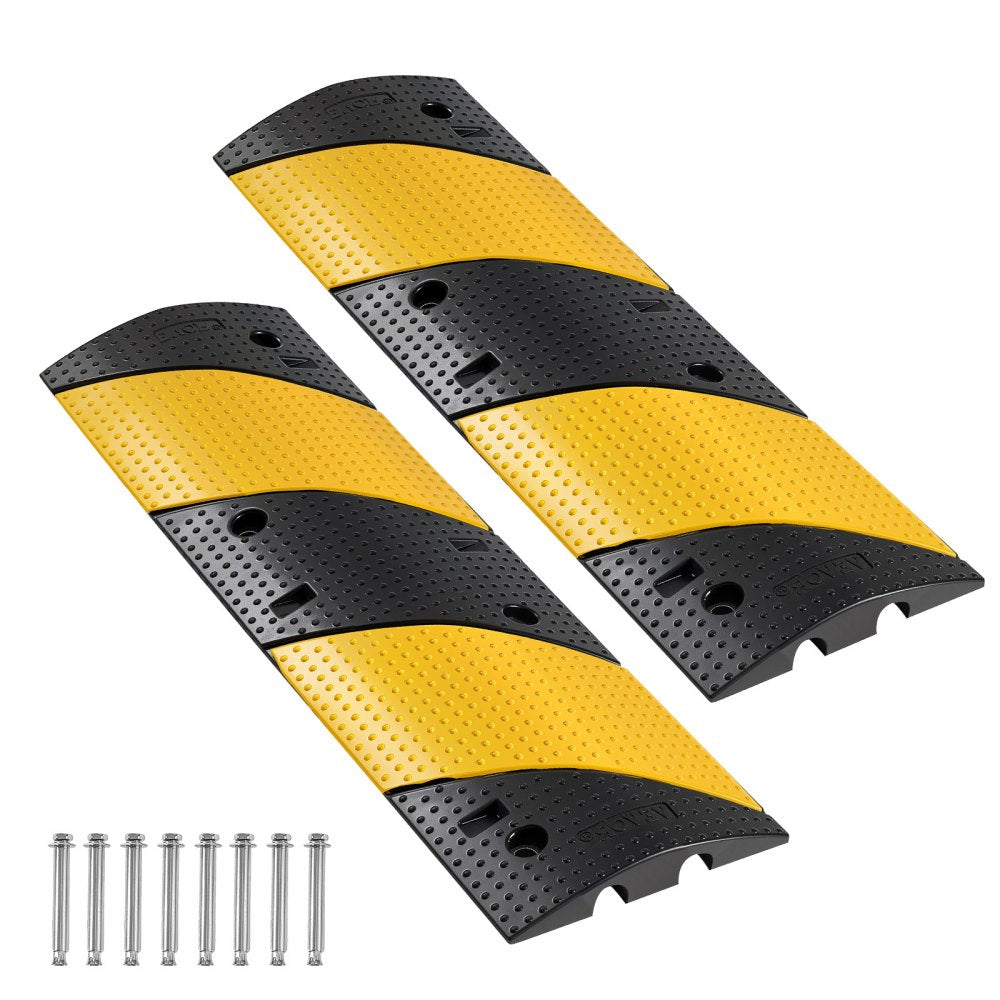 1000MM Rubber Speed Bump, 2 Pack, 2 Channel Heavy Duty Traffic Speed Hump, 9,979 kg/Axle Load Capacity, Cable Protector 