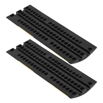 1000MM Rubber Speed Bump, 2 Pack, 2 Channel Heavy Duty Traffic Speed Hump, 9,979 kg/Axle Load Capacity, Cable Protector Ramp with Expansion Screws, for Asphalt Concrete Gravel Driveway and Road