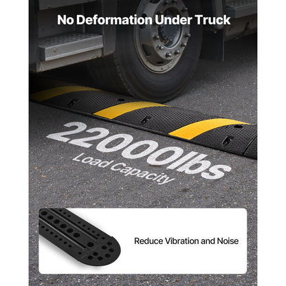 1830MM Rubber Speed Bump, 2 Channel, Heavy Duty Traffic Speed Hump, 9,979 kg/axle Load Capacity, Cable Protector Ramp wi
