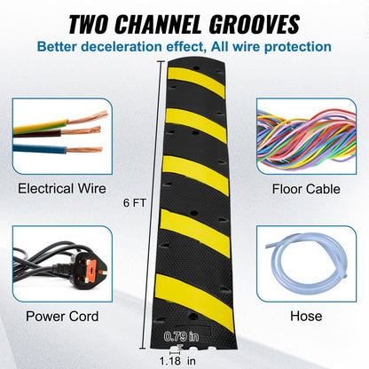 72'' Rubber Speed Bump 2 Channel 22000 lbs Load Heavy Duty Speed Hump