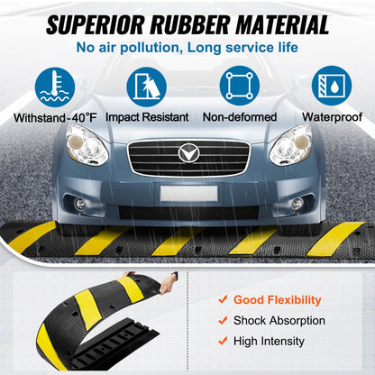 72'' Rubber Speed Bump 2 Channel 22000 lbs Load Heavy Duty Speed Hump