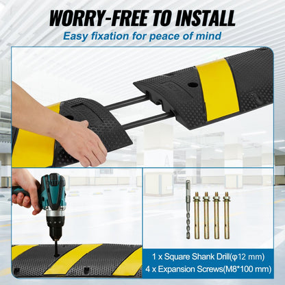 72'' Rubber Speed Bump 2 Channel 22000 lbs Load Heavy Duty Speed Hump