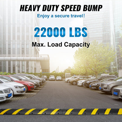 VEVOR 2PCs 6 ft Rubber Speed Hump, 2 Channel, 10000 kg/axle Capacity Heavy Duty