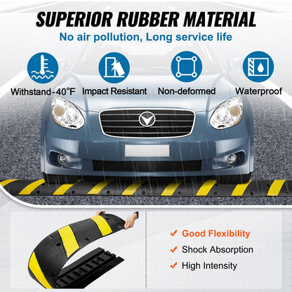 2-Pack 1.8m Rubber Speed Hump, Dual Channel, 10000 kg/axle Capacity, Reflective