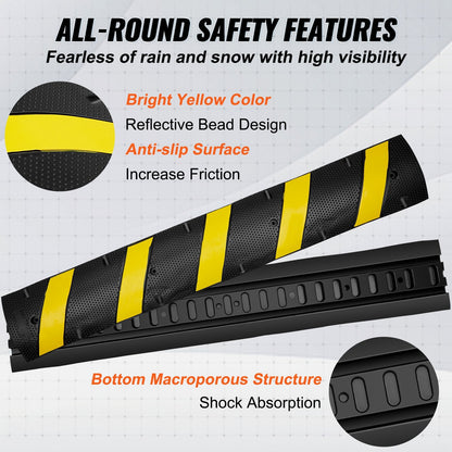 2-Pack 1.8m Rubber Speed Hump, Dual Channel, 10000 kg/axle Capacity, Reflective