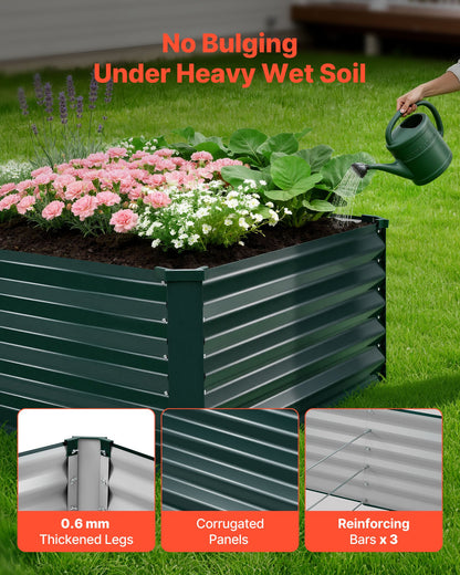 Galvanized Raised Garden Bed, 2.03 x 1.02 x 0.46 m, Rectangular Metal Planter Box Kit Outdoor, Rustproof Elevated Planting Box with Gloves, Alu-Zinc, for Growing Flowers Vegetables, Dark Green