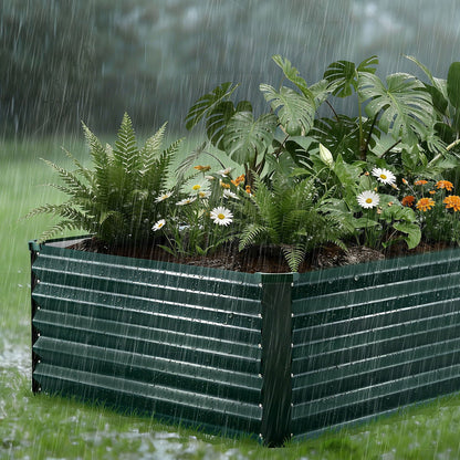 Galvanized Raised Garden Bed, 2.03 x 1.02 x 0.46 m, Rectangular Metal Planter Box Kit Outdoor, Rustproof Elevated Planting Box with Gloves, Alu-Zinc, for Growing Flowers Vegetables, Dark Green