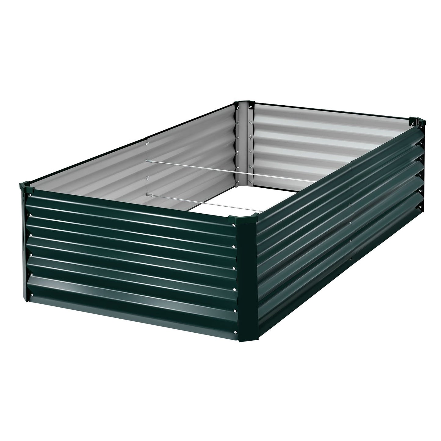 Galvanized Raised Garden Bed, 2.03 x 1.02 x 0.46 m, Rectangular Metal Planter Box Kit Outdoor, Rustproof Elevated Planting Box with Gloves, Alu-Zinc, for Growing Flowers Vegetables, Dark Green