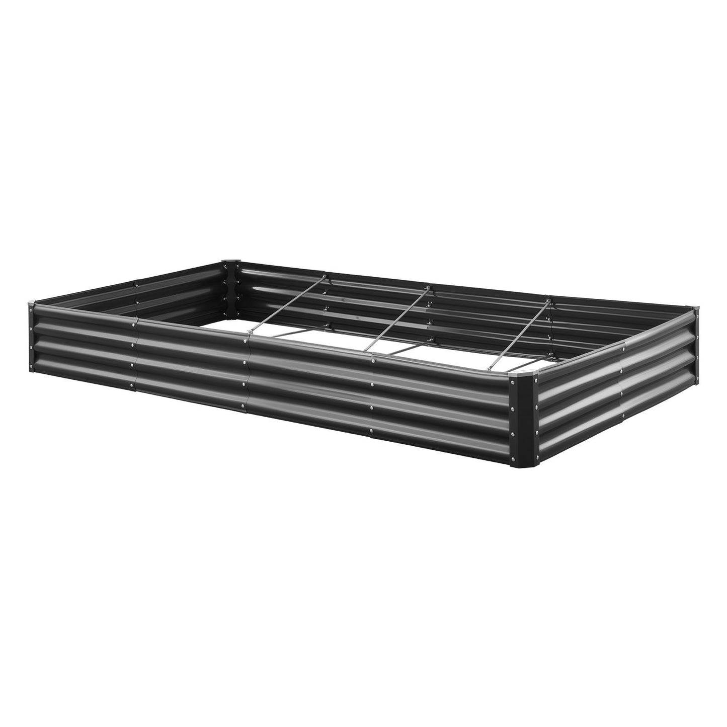Metal Raised Garden Bed, 2.4 x 1.2 x 0.3 m Outdoor Galvalume Planter Garden Box, Open Bottom Design, Large Planter Raised Bed for Growing Vegetables, Flowers, Herbs, and Succulents, Dark Gray