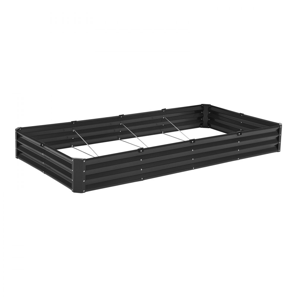 Metal Raised Garden Bed 8x4x1 ft Outdoor Galvanized Planter Box Dark Gray