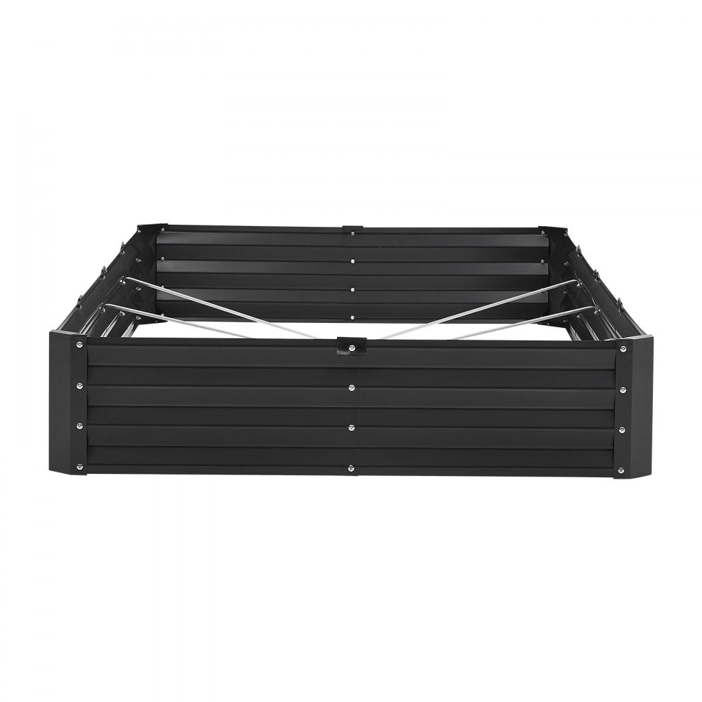 Metal Raised Garden Bed 8x4x1 ft Outdoor Galvanized Planter Box Dark Gray