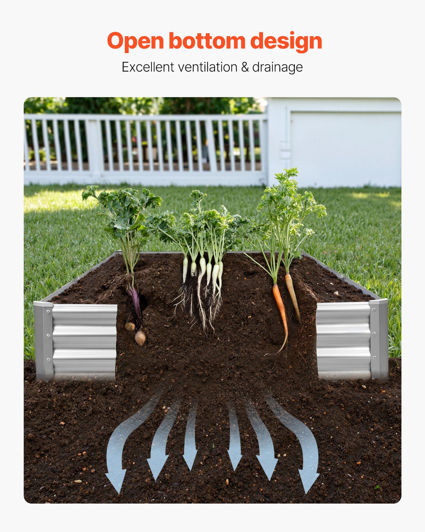 Metal Raised Garden Bed, 3.6 x 1.2 x 0.3 m Outdoor Galvalume Planter Garden Box, Open Bottom Design, Large Planter Raised Bed for Growing Vegetables, Flowers, and Succulents, Galvanized Color