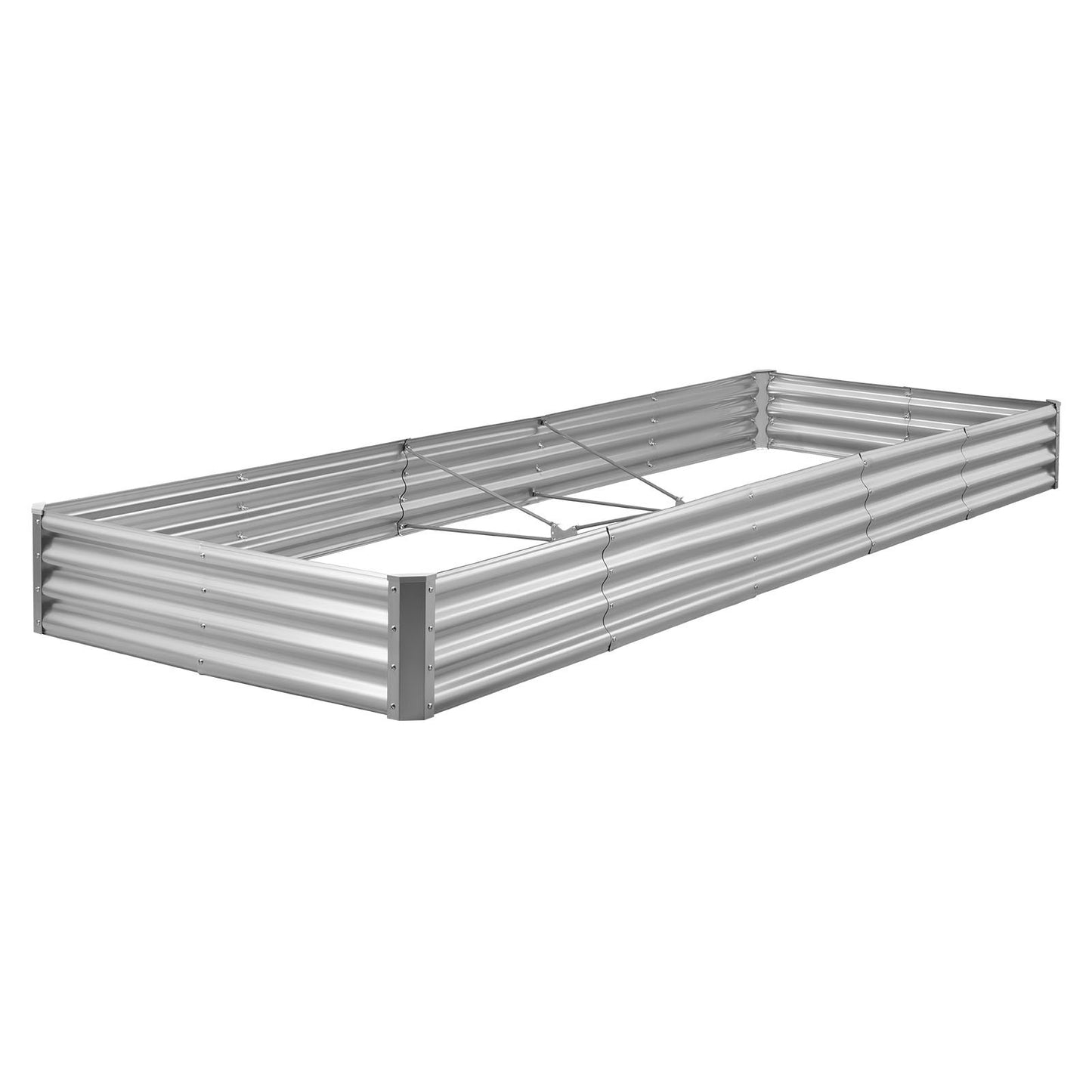Metal Raised Garden Bed, 3.6 x 1.2 x 0.3 m Outdoor Galvalume Planter Garden Box, Open Bottom Design, Large Planter Raised Bed for Growing Vegetables, Flowers, and Succulents, Galvanized Color