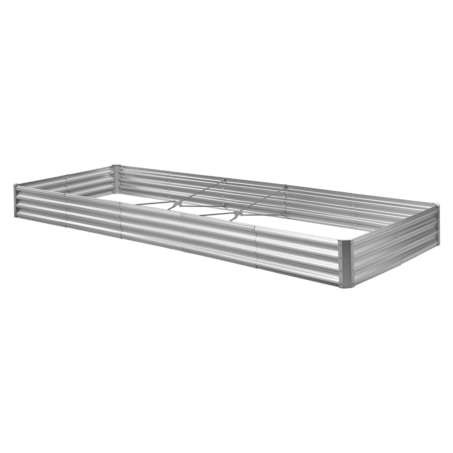 Metal Raised Garden Bed, 3.6 x 1.2 x 0.3 m Outdoor Galvalume Planter Garden Box, Open Bottom Design, Large Planter Raised Bed for Growing Vegetables, Flowers, and Succulents, Galvanized Color