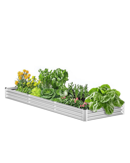 VEVOR Metal Raised Garden Bed 12x4x1 ft Outdoor Galvanized Planter Box Silver