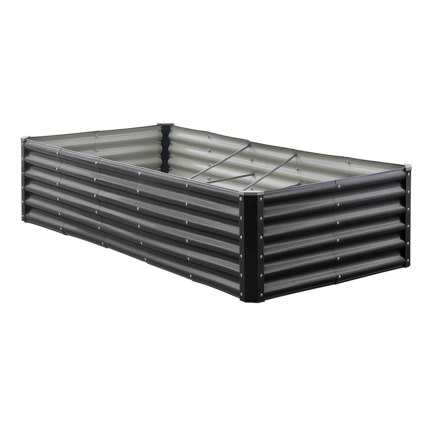 Metal Raised Garden Bed, 1.8 x 0.9 x 0.4 m Outdoor Galvanized Planter Garden Box, Open Bottom Design, Large Planter Raised Bed for Growing Vegetables, Flowers, Herbs, and Succulents, Dark Gray