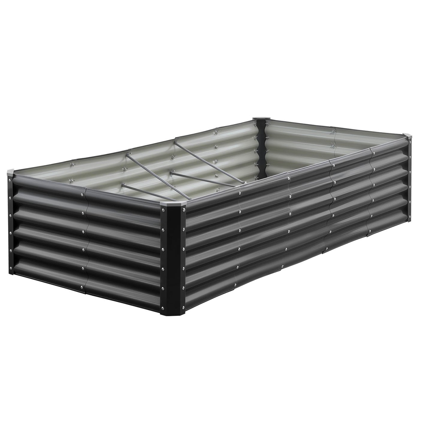 Metal Raised Garden Bed, 1.8 x 0.9 x 0.4 m Outdoor Galvanized Planter Garden Box, Open Bottom Design, Large Planter Raised Bed for Growing Vegetables, Flowers, Herbs, and Succulents, Dark Gray
