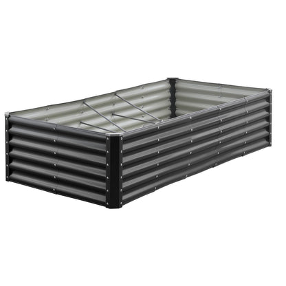 Metal Raised Garden Bed, 1.8 x 0.9 x 0.4 m Outdoor Galvanized Planter Garden Box, Open Bottom Design, Large Planter Raised Bed for Growing Vegetables, Flowers, Herbs, and Succulents, Dark Gray