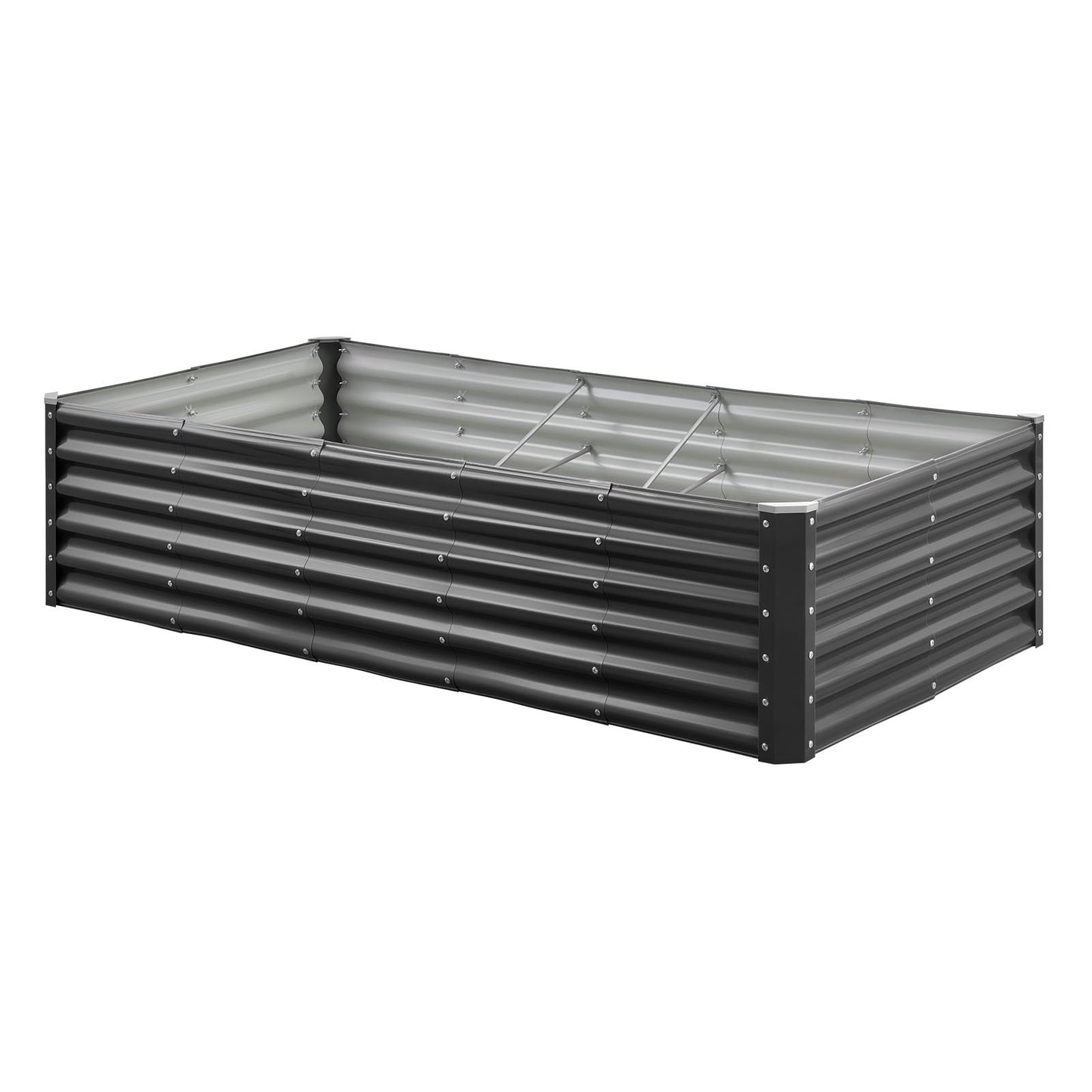 Metal Raised Garden Bed, 1.8 x 0.9 x 0.4 m Outdoor Galvanized Planter Garden Box, Open Bottom Design, Large Planter Raised Bed for Growing Vegetables, Flowers, Herbs, and Succulents, Dark Gray