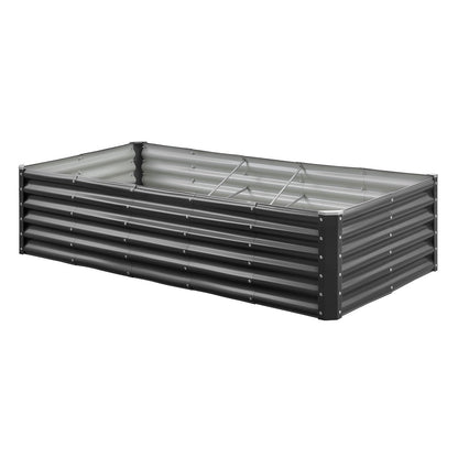Metal Raised Garden Bed, 1.8 x 0.9 x 0.4 m Outdoor Galvanized Planter Garden Box, Open Bottom Design, Large Planter Raised Bed for Growing Vegetables, Flowers, Herbs, and Succulents, Dark Gray