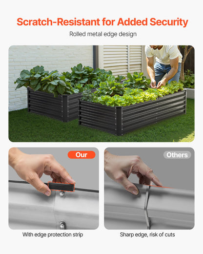 VEVOR Metal Raised Garden Bed 6x3x1.5ft Outdoor Galvanized Planter Box Dark Gray
