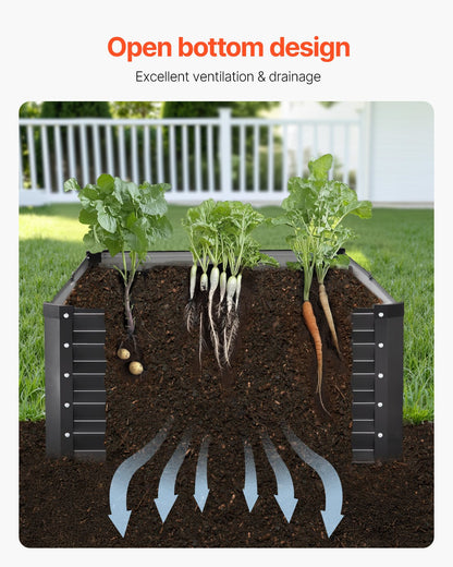 VEVOR Metal Raised Garden Bed 6x3x1.5ft Outdoor Galvanized Planter Box Dark Gray