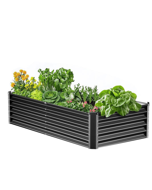 VEVOR Metal Raised Garden Bed 6x3x1.5ft Outdoor Galvanized Planter Box Dark Gray