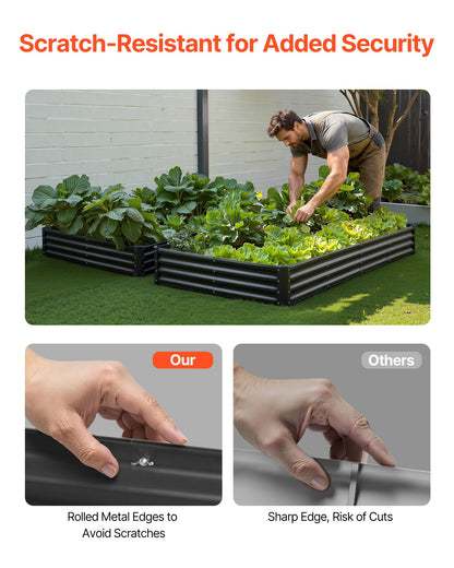 Metal Raised Garden Bed, 1.8 x 0.9 x 0.6 m Outdoor Galvanized Planter Garden Box, Open Bottom Design, Large Planter Raised Bed for Growing Vegetables, Flowers, Herbs, and Succulents, Dark Gray