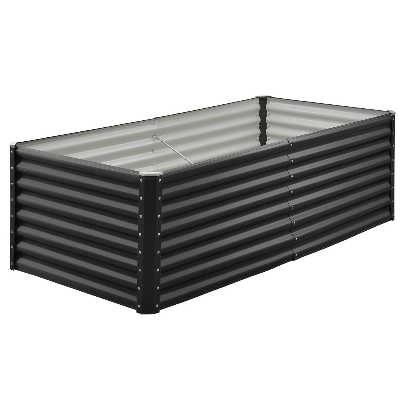 Metal Raised Garden Bed, 1.8 x 0.9 x 0.6 m Outdoor Galvanized Planter Garden Box, Open Bottom Design, Large Planter Raised Bed for Growing Vegetables, Flowers, Herbs, and Succulents, Dark Gray