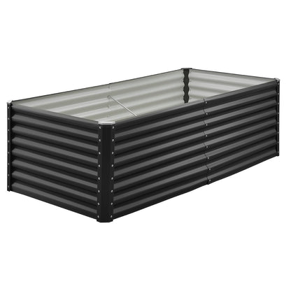 Metal Raised Garden Bed, 1.8 x 0.9 x 0.6 m Outdoor Galvanized Planter Garden Box, Open Bottom Design, Large Planter Raised Bed for Growing Vegetables, Flowers, Herbs, and Succulents, Dark Gray